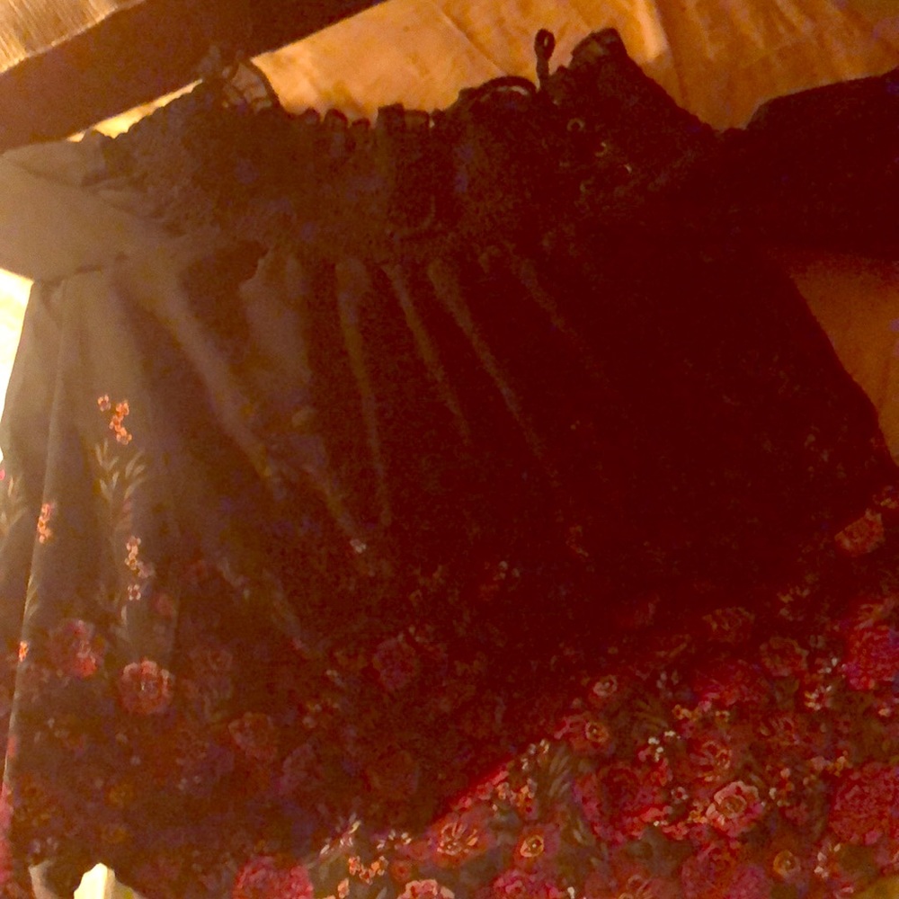 Black chiffon floral shirt